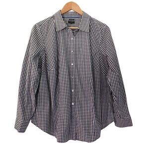 NEW Talbots Black White Button Down Top Plaid Gold Metallic Wrinkle Free Sz 14W